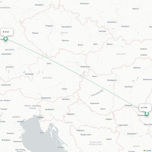 Timisoara - Nuremberg carte du vol direct