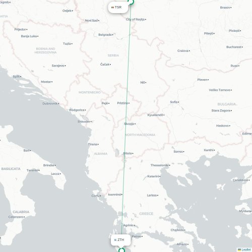 Mapa de vuelo directo Timisoara - Zakynthos