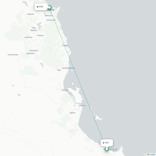 Mapa lotu bezpośredniego Townsville – Cairns