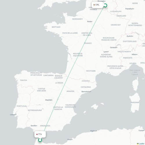 Tétouan - Brussel kaart van rechtstreekse vlucht