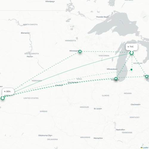 Traverse City - Denver kaart van rechtstreekse vlucht