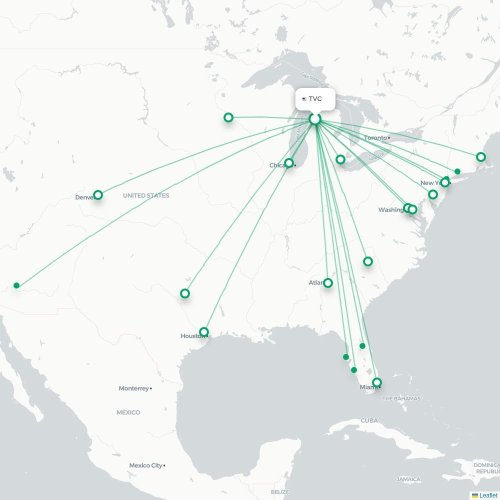 Route map Traverse City  TVC airport