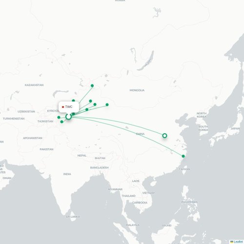 Mapa lotu bezpośredniego Tumxuk – Ili