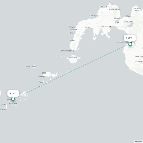 Sanga-Sanga - Cotabato City kort over direkte fly
