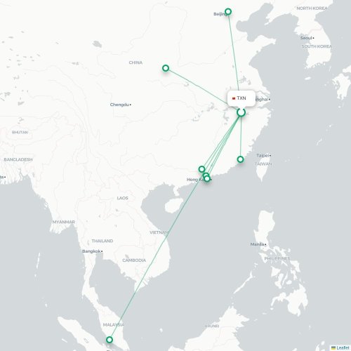 Mapa lotu bezpośredniego Huangshan – Sanya