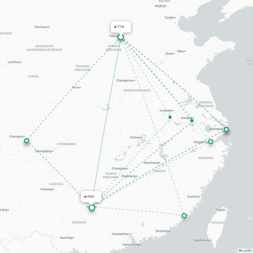 Mapa lotu bezpośredniego Taiyuan – Guilin