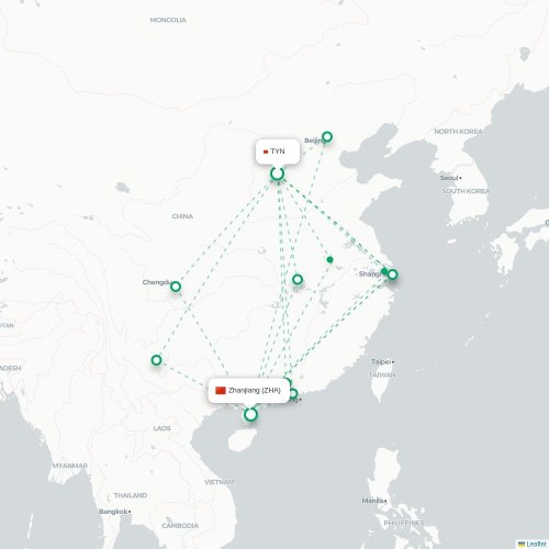 Mapa lotu bezpośredniego Taiyuan – Zhanjiang