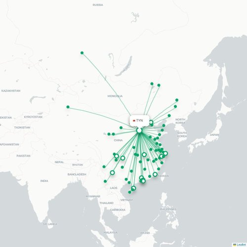 TYN routes and destination map