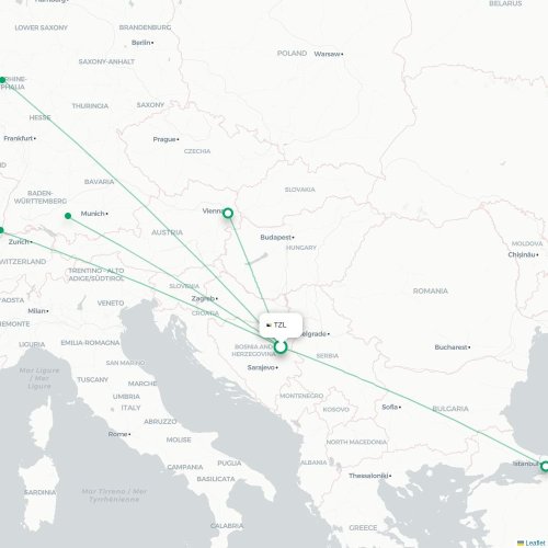 TZL routes and destination map