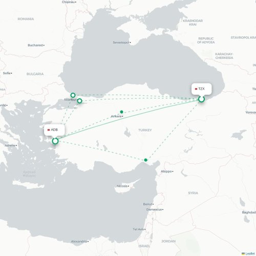 Mapa de vuelo directo Trapisonda - Esmirna