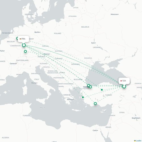 Trabzon - Frankfurt karta över direktflyg