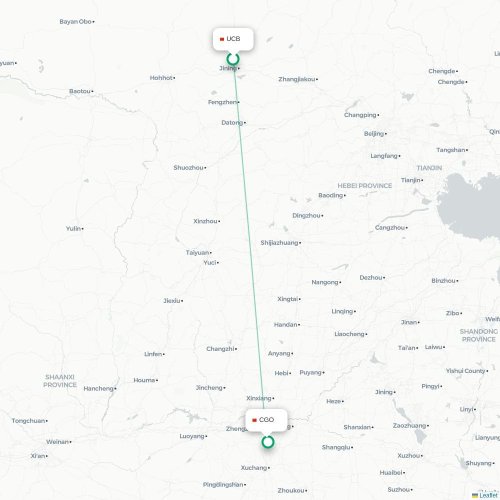 Mapa lotu bezpośredniego Ulunqab – Czengczou