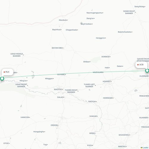 Mapa lotu bezpośredniego Ulunqab – Bayan Nur