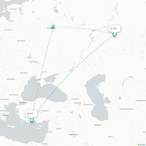 Mapa de vuelo directo Ufá - Antalya