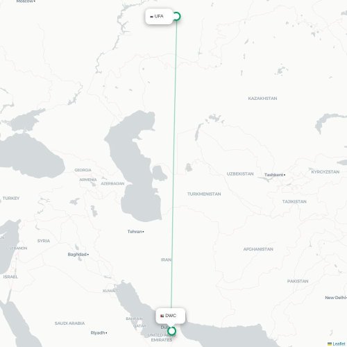 Mapa de vuelo directo Ufá - Dubái