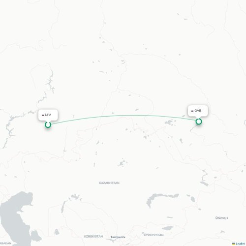 Mapa de vuelo directo Ufá - Novosibirsk