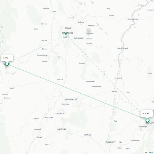 Quibdó - Bogota kaart van rechtstreekse vlucht