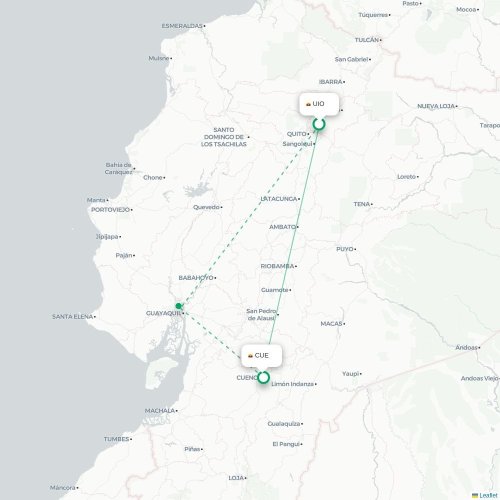 Mapa de vuelo directo Quito - Cuenca