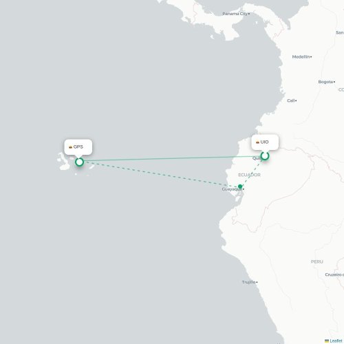 Mapa de vuelo directo Quito - Baltra