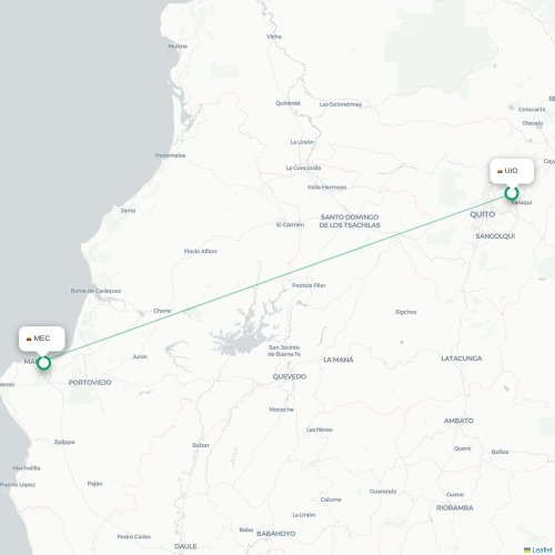 Mapa de vuelo directo Quito - Manta
