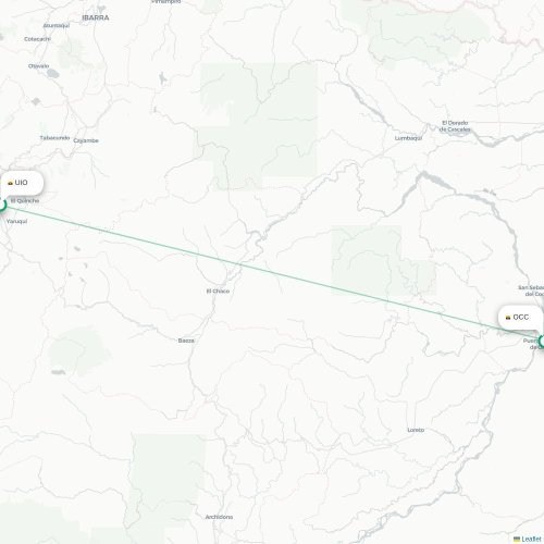 Mapa de vuelo directo Quito - Puerto Francisco de Orellana