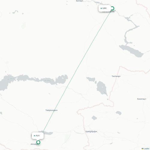 Mapa de vuelo directo Ust-Kamenogorsk - Almatý