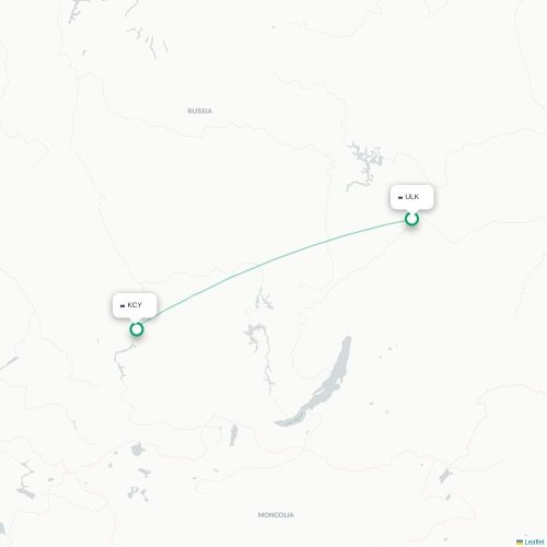 Lensk - Krasnoyarsk karta över direktflyg