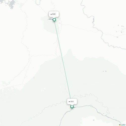 Lensk -  karta över direktflyg