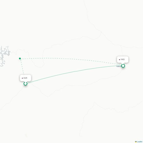 Lensk - Yakutsk karta över direktflyg