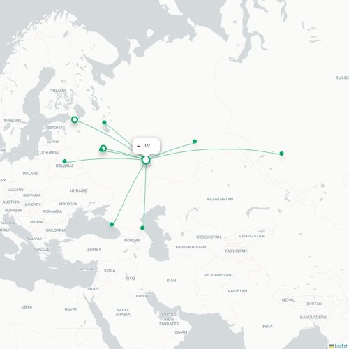 Mapa lotu bezpośredniego Ulyanovsk – Mińsk