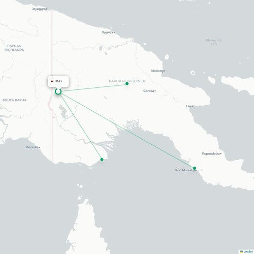 Mapa lotu bezpośredniego Kiunga – Daru