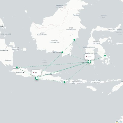 Mapa lotu bezpośredniego Makasar – Yogyakarta