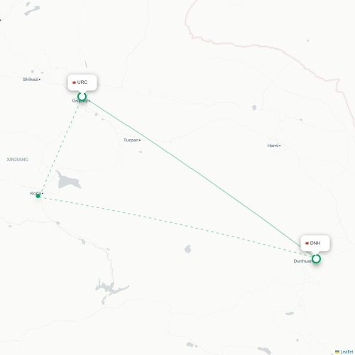 Mapa lotu bezpośredniego Urumczi – Jiuquan