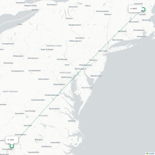 Mapa de vuelo directo Concord - Manchester