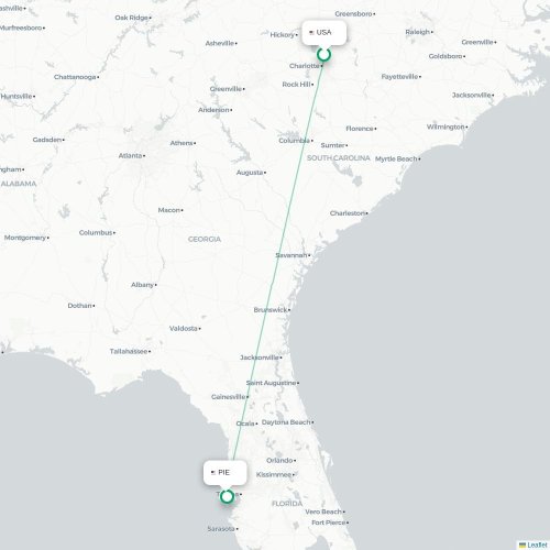 Mapa lotu bezpośredniego Concord – Tampa