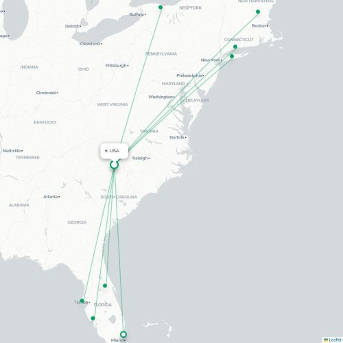 USA routes and destination map