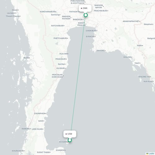Mapa lotu bezpośredniego Ko Samui – Bangkok
