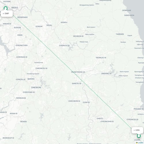 Mapa lotu bezpośredniego Ulsan – Seul