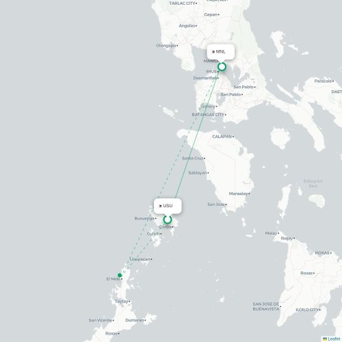 Mapa lotu bezpośredniego Busuanga – Manila