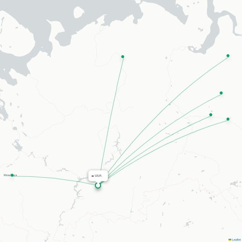 Mapa de vuelo directo Bugulma - Moscú