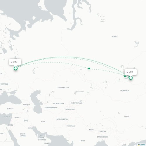 Mapa lotu bezpośredniego Ułan-Ude – Moskwa