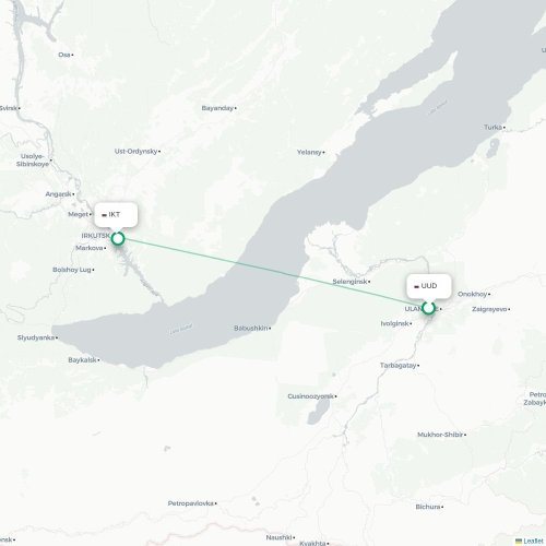 Mapa lotu bezpośredniego Ułan-Ude – Irkuck