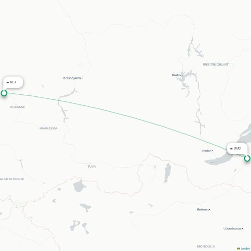 Mapa lotu bezpośredniego Ułan-Ude – Kemerowo