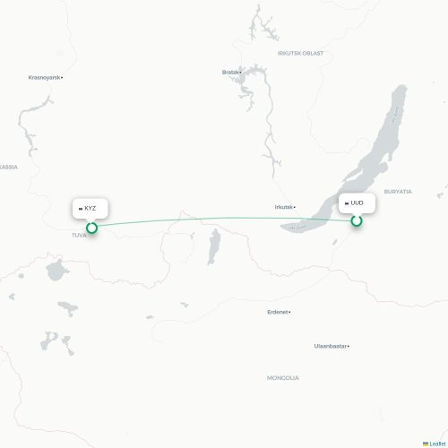 Mapa lotu bezpośredniego Ułan-Ude – Kyzył