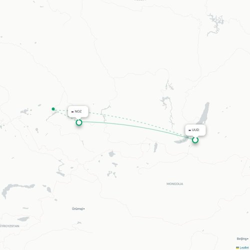 Mapa lotu bezpośredniego Ułan-Ude – Nowokuźnieck
