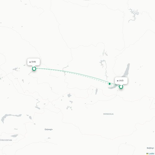 Mapa lotu bezpośredniego Ułan-Ude – Nowosybirsk