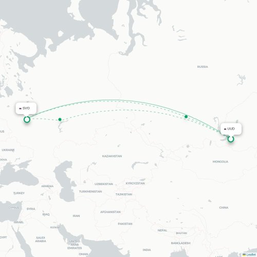 Mapa lotu bezpośredniego Ułan-Ude – Moskwa