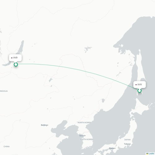Mapa de vuelo directo Yuzhno-Sajalinsk - Ulán-Udé