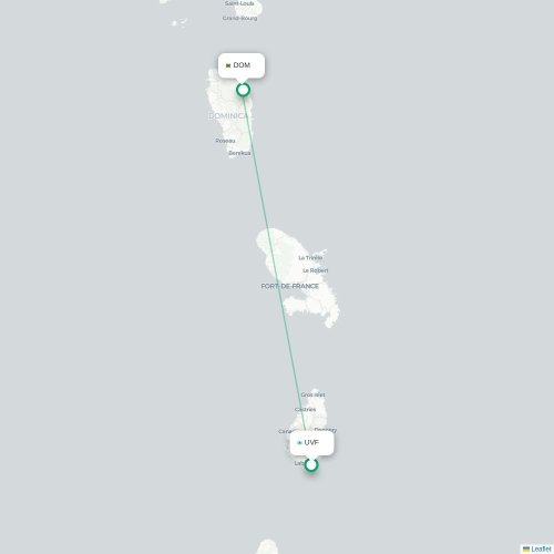 Mapa de vuelo directo Castries - Roseau