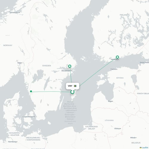 VBY routes and destination map